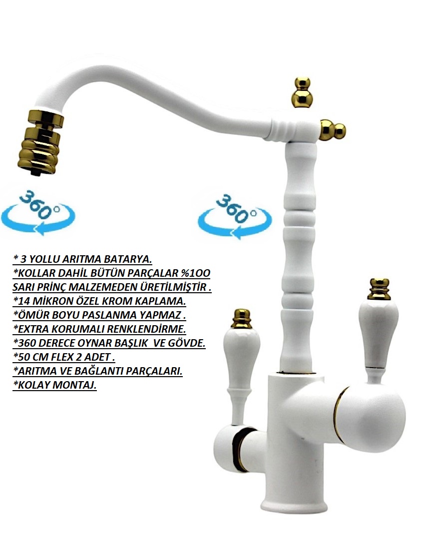 RUSTİK ARITMA TAKILABİLEN MUTFAK EVYESİ BEYAZ GOLD